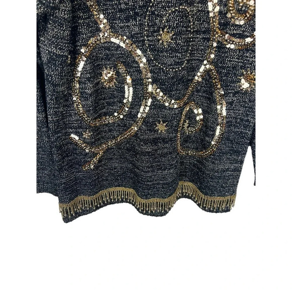 Statements by Pronto Vintage Gold Metallic Sequins Beads Women’s Medium - Picture 2 of 9